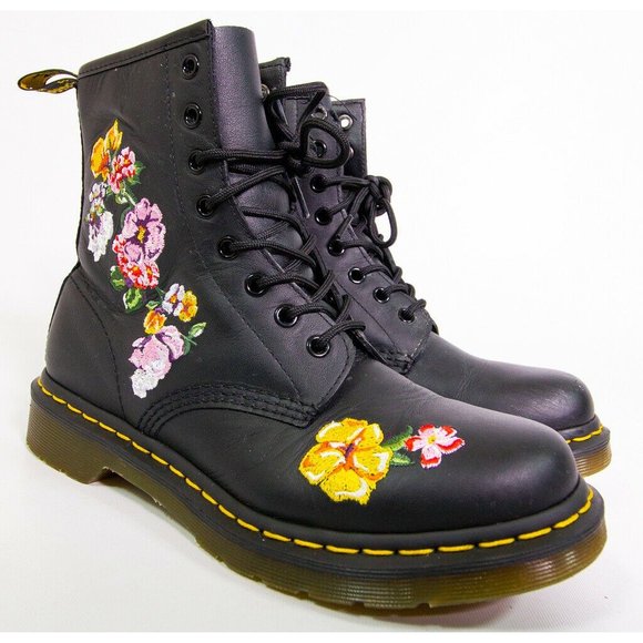 Dr. Martens Shoes - Dr. Martens Vonda 8 Eye Floral Leather Womens 9 US